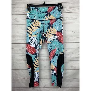 CHICMODA Yoga Pants Womans‎ small Tights Mesh Cropped Leggings tropical
